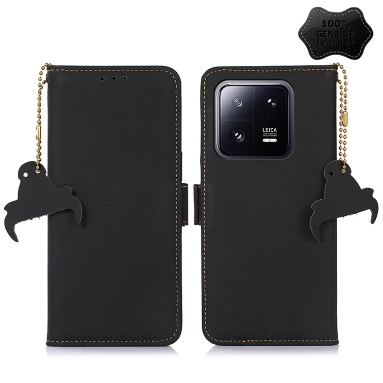 For Xiaomi 13 Genuine Leather Magnetic RFID Leather Phone Case(Black) - 13 Cases by PMC TechLife | Online Shopping South Africa | PMC TechLife