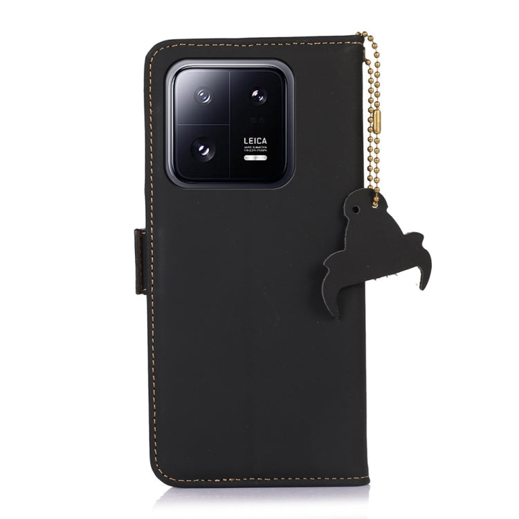 For Xiaomi 13 Genuine Leather Magnetic RFID Leather Phone Case(Black) - 13 Cases by PMC TechLife | Online Shopping South Africa | PMC TechLife