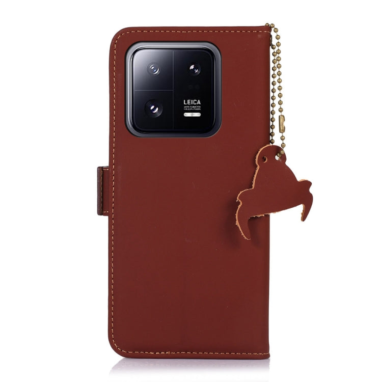 For Xiaomi 13 Genuine Leather Magnetic RFID Leather Phone Case(Coffee) - 13 Cases by PMC TechLife | Online Shopping South Africa | PMC TechLife