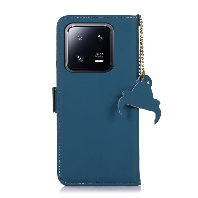 For Xiaomi 13 Pro Genuine Leather Magnetic RFID Leather Phone Case(Blue) - 13 Pro Cases by PMC TechLife | Online Shopping South Africa | PMC TechLife