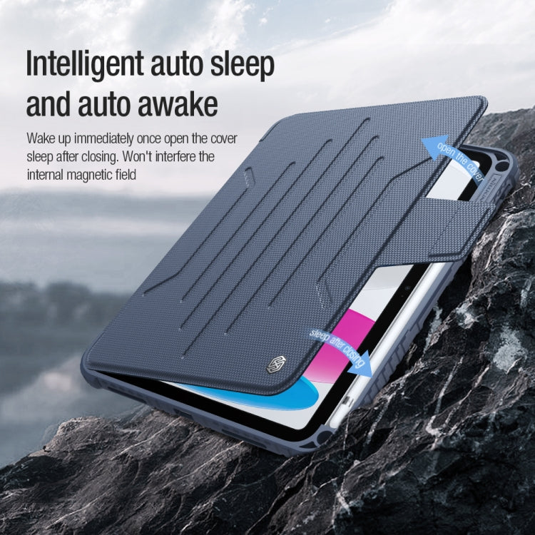 For iPad 2025 / 2022 NILLKIN Bumper Snapsafe Multifunctional Leather Tablet Case with Pen Slot(Blue) - free shipping - PMC TechLife - Order now!