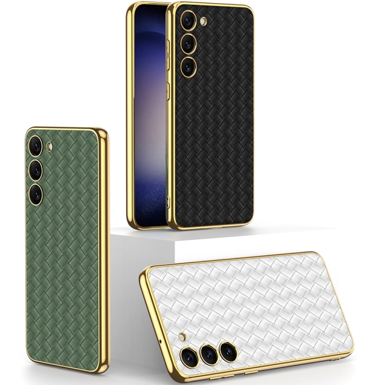 For Samsung Galaxy S23+ 5G GKK Weave Texture Electroplating PU Protective Phone Case(Green) - Galaxy S23+ 5G Cases by GKK | Online Shopping South Africa | PMC TechLife