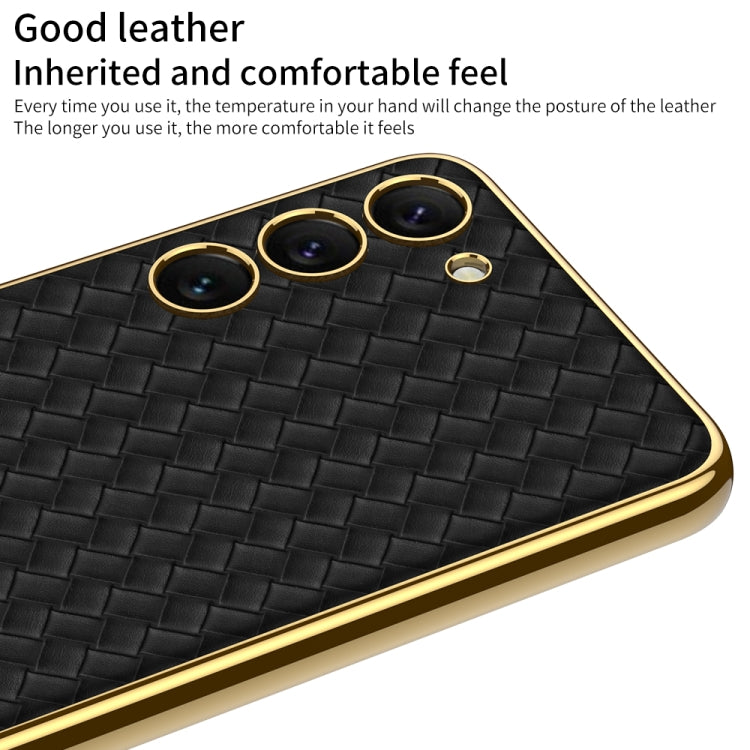 For Samsung Galaxy S23+ 5G GKK Weave Texture Electroplating PU Protective Phone Case(Black) - Galaxy S23+ 5G Cases by GKK | Online Shopping South Africa | PMC TechLife