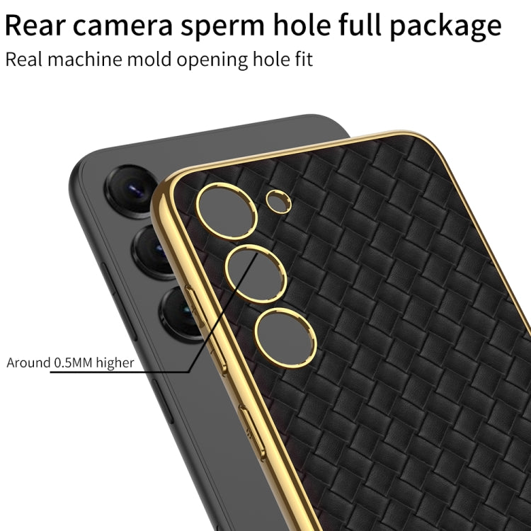 For Samsung Galaxy S23+ 5G GKK Weave Texture Electroplating PU Protective Phone Case(Purple) - Galaxy S23+ 5G Cases by GKK | Online Shopping South Africa | PMC TechLife