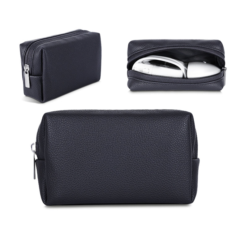 Leather Power Pack Charger Data Cable Mouse Digital Storage Bag(Black) - Digital Storage Bag by PMC TechLife | Online Shopping South Africa | PMC TechLife