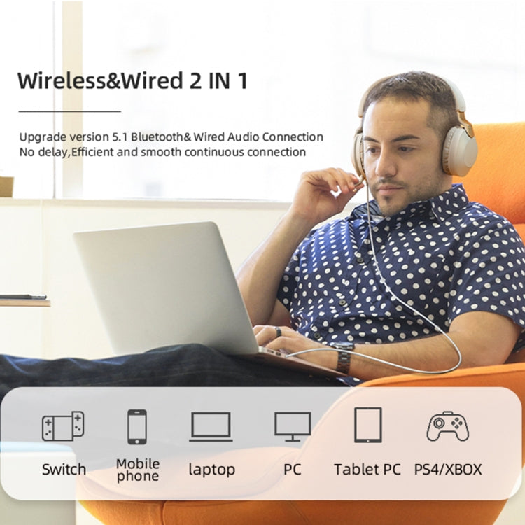 B2 Wireless Bluetooth 5.1 Foldable Noise Reduction Headset(Apricot) - Headset & Headphone by PMC TechLife | Online Shopping South Africa | PMC TechLife