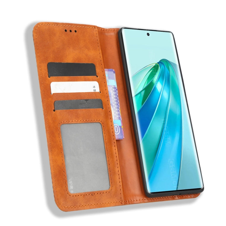 For Honor X9A / X40 / Magic5 Lite 5G Magnetic Buckle Retro Texture Leather Phone Case(Brown) - free shipping - PMC TechLife - Order now!