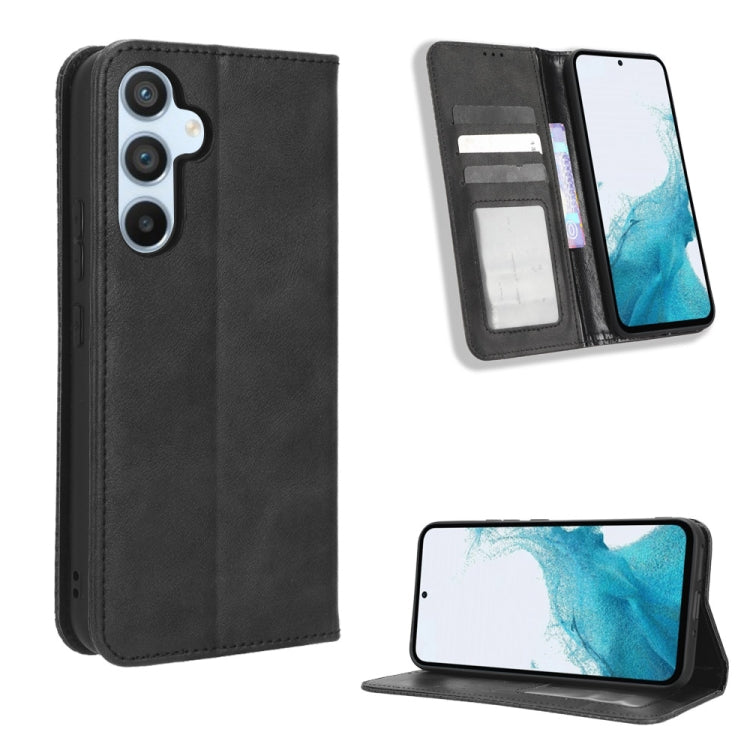 For Samsung Galaxy A54 5G Magnetic Buckle Retro Texture Leather Phone Case(Black) - free shipping - PMC TechLife - Order now!