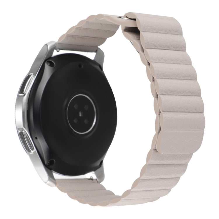 Compatible with Garmin Compatible witherunner 255S / Venu 2S 18mm Universal Magnetic Loop Leather Watch Band(Khaki) - Watch Bands by PMC TechLife | Online Shopping South Africa | PMC TechLife | Buy Now Pay Later Mobicred