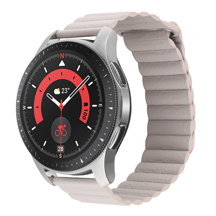 Compatible with Garmin Compatible witherunner 255S / Venu 2S 18mm Universal Magnetic Loop Leather Watch Band(Khaki) - Watch Bands by PMC TechLife | Online Shopping South Africa | PMC TechLife | Buy Now Pay Later Mobicred