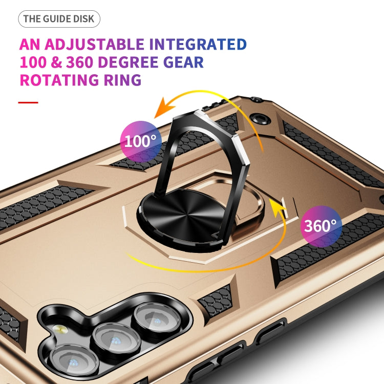 For Samsung Galaxy A54 Shockproof TPU + PC Phone Case with Holder(Gold) - free shipping - PMC TechLife - Order now!