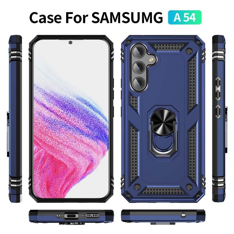 For Samsung Galaxy A54 Shockproof TPU + PC Phone Case with Holder(Blue) - free shipping - PMC TechLife - Order now!