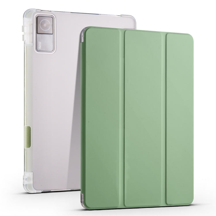For Xiaomi Redmi Pad 10.61 3-folding Transparent TPU Smart Leather Tablet Case with Pen slot(Matcha Green) - free shipping - PMC TechLife - Order now!
