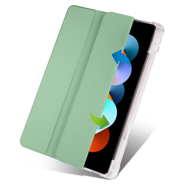 For Xiaomi Redmi Pad 10.61 3-folding Transparent TPU Smart Leather Tablet Case with Pen slot(Matcha Green) - free shipping - PMC TechLife - Order now!