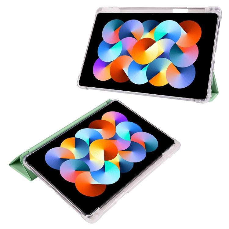 For Xiaomi Redmi Pad 10.61 3-folding Transparent TPU Smart Leather Tablet Case with Pen slot(Matcha Green) - free shipping - PMC TechLife - Order now!