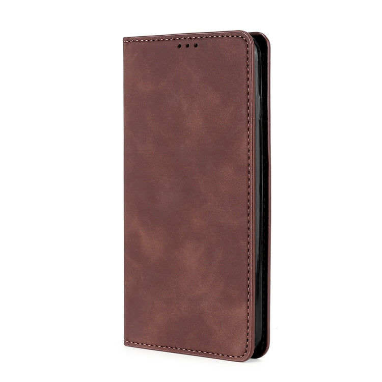 For Xiaomi Redmi 12C 4G Skin Feel Magnetic Horizontal Flip Leather Phone Case(Dark Brown) - free shipping - PMC TechLife - Order now!