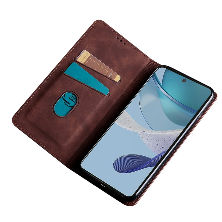 For Xiaomi Redmi 12C 4G Skin Feel Magnetic Horizontal Flip Leather Phone Case(Dark Brown) - free shipping - PMC TechLife - Order now!
