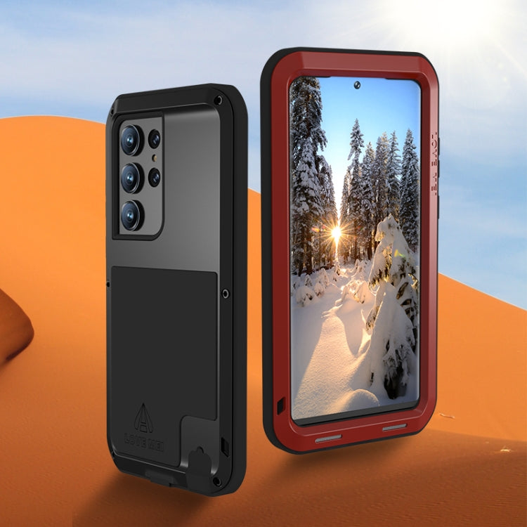 For Samsung Galaxy S23 Ultra 5G LOVE MEI Metal Shockproof Life Waterproof Dustproof Phone Case(Red) - free shipping - PMC TechLife - Order now!