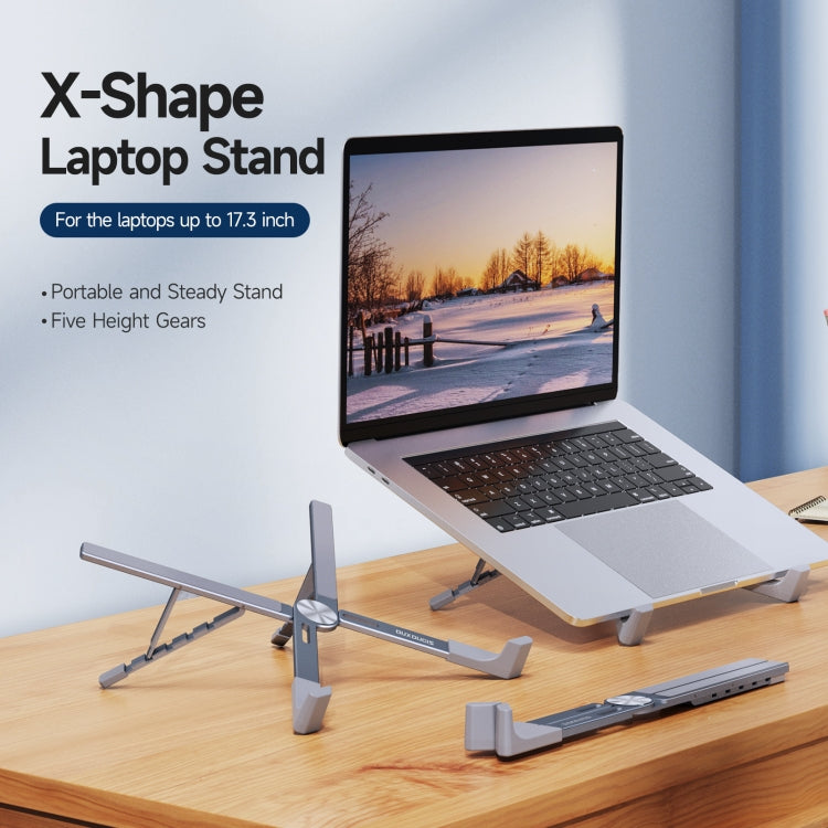 DUX DUCIS Foldable X-shaped Aluminum Laptop Stand(Lead Color) - MacBook Holder by DUX DUCIS | Online Shopping South Africa | PMC TechLife | Buy Now Pay Later Mobicred