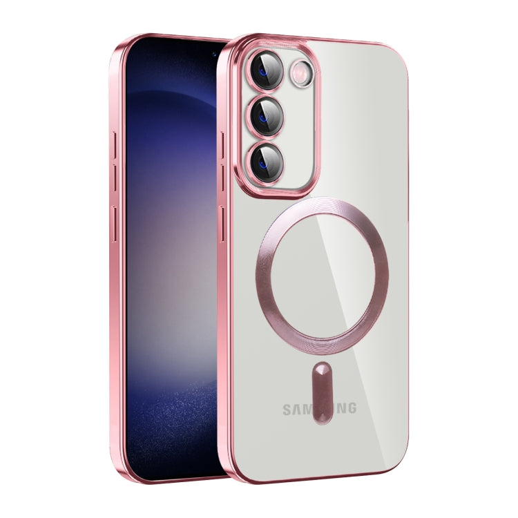 For Samsung Galaxy S23 5G CD Texture Plating TPU MagSafe Phone Case with Lens Film(Pink) - Galaxy S23 5G Cases by PMC TechLife | Online Shopping South Africa | PMC TechLife | Buy Now Pay Later Mobicred