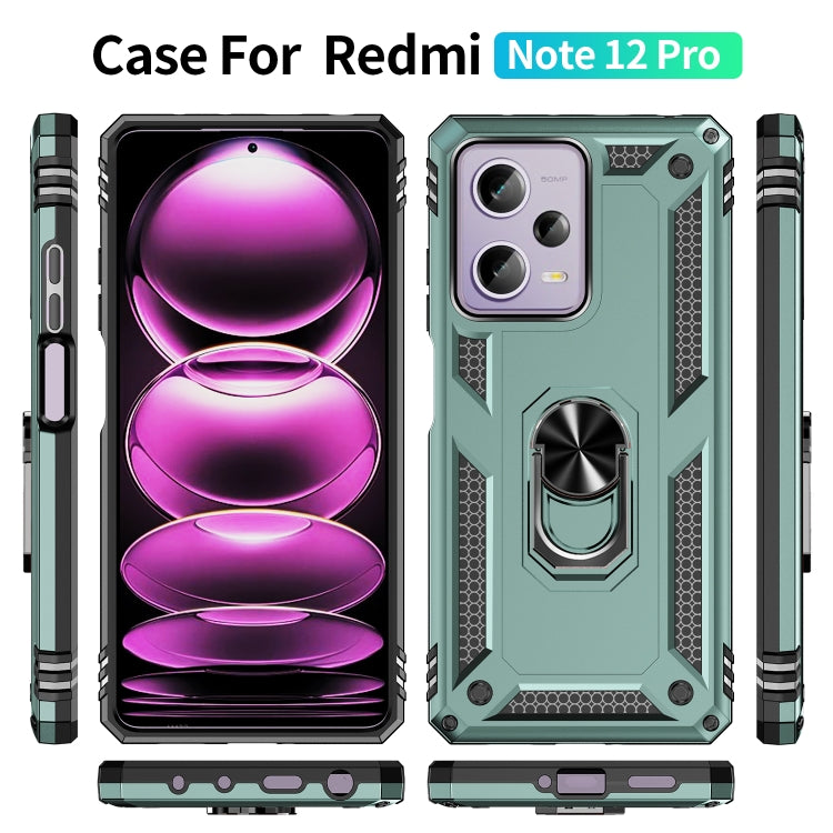 For Xiaomi Redmi Note 12 Pro 5G Shockproof TPU + PC Phone Case with Holder(Dark Green) - free shipping - PMC TechLife - Order now!