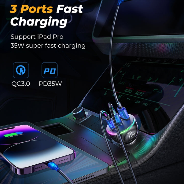 JOYROOM JR-CL26 70W 3-port USB+USB-C / Type-C Car Charger(Black) - Car Charger by JOYROOM | Online Shopping South Africa | PMC TechLife | Buy Now Pay Later Mobicred