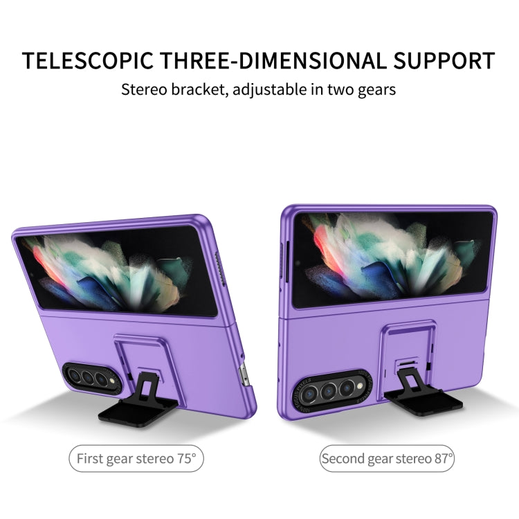 For Samsung Galaxy Z Fold3 5G Three-dimensional Folding Holder PC Phone Case(Purple) - free shipping - PMC TechLife - Order now!