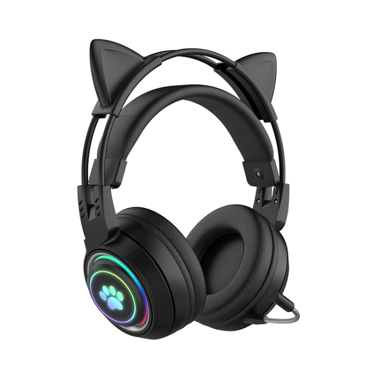 T25 RGB Stereo Cat Ear Bluetooth Wireless Headphones with Detachable Microphone(Black) - Headset & Headphone by PMC TechLife | Online Shopping South Africa | PMC TechLife