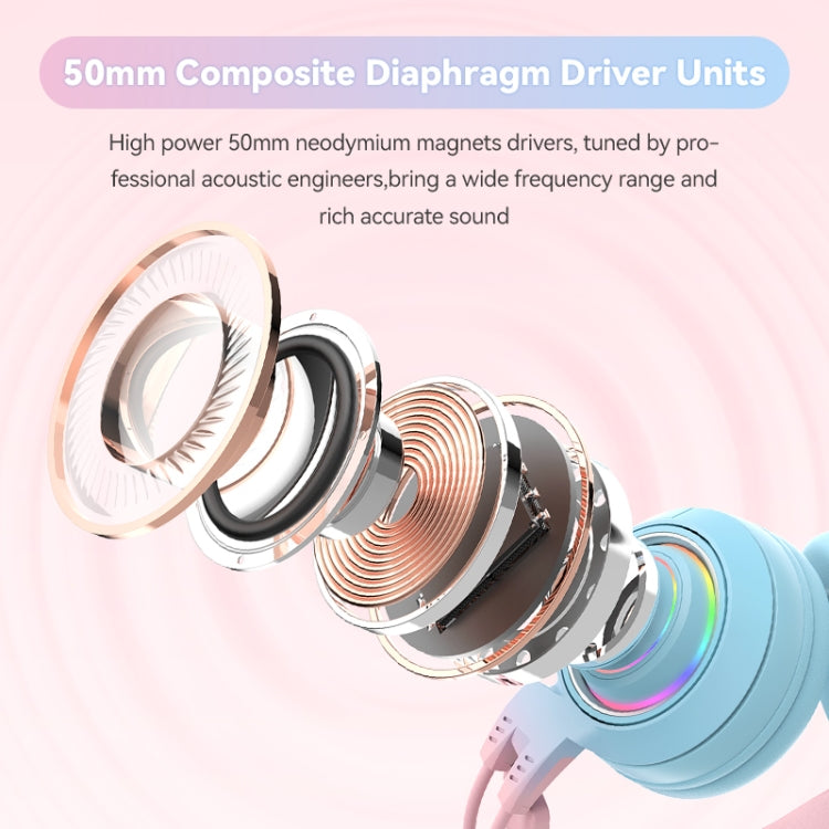 T25 RGB Stereo Cat Ear Bluetooth Wireless Headphones with Detachable Microphone(Black) - Headset & Headphone by PMC TechLife | Online Shopping South Africa | PMC TechLife