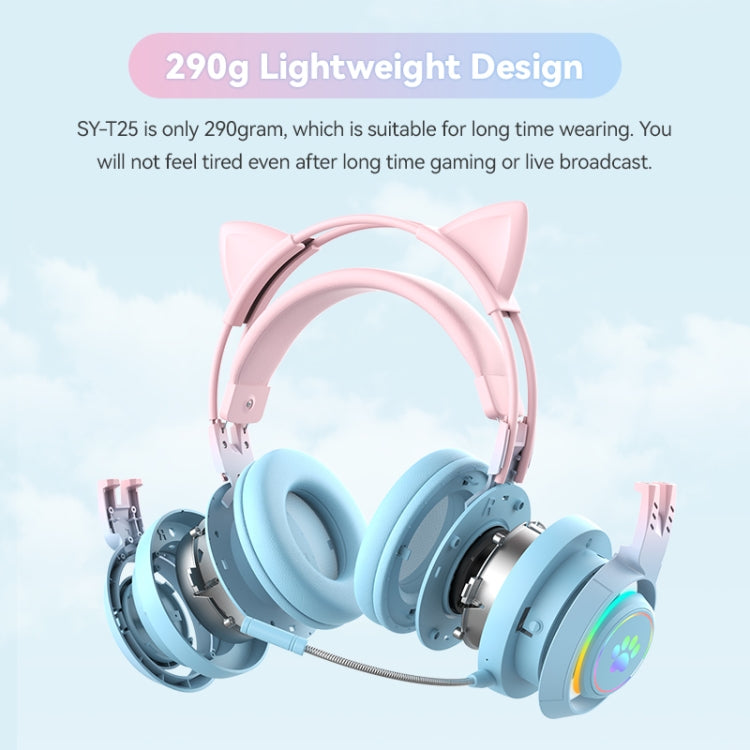 T25 RGB Stereo Cat Ear Bluetooth Wireless Headphones with Detachable Microphone(Pink) - Headset & Headphone by PMC TechLife | Online Shopping South Africa | PMC TechLife
