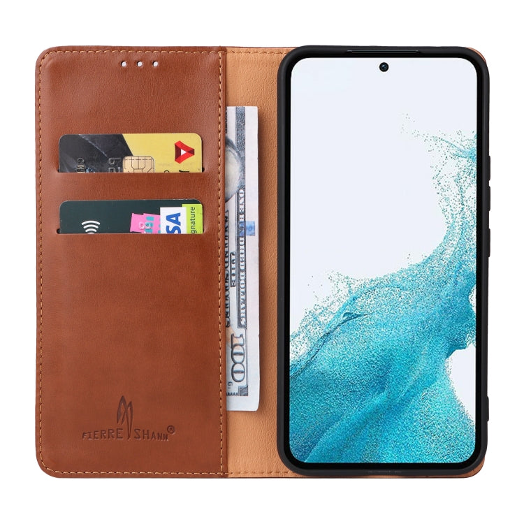 For Samsung Galaxy A54 5G Fierre Shann PU Genuine Leather Texture Leather Phone Case(Brown) - Galaxy Phone Cases by FIERRE SHANN | Online Shopping South Africa | PMC TechLife | Buy Now Pay Later Mobicred