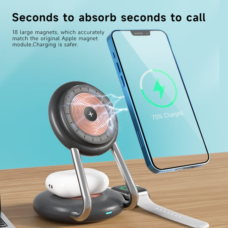 N21 15W 3 in 1 Transparent Magnetic Wireless Charger(Black) -  by PMC TechLife | Online Shopping South Africa | PMC TechLife