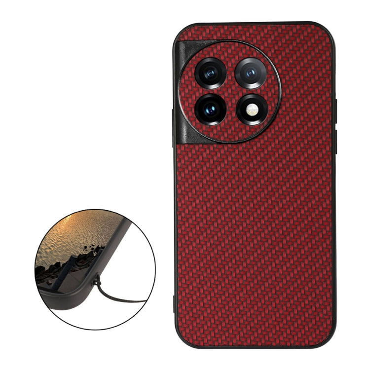 For OnePlus Ace 2 / 11R Accurate Hole Carbon Fiber Texture PU Phone Case(Red) - free shipping - PMC TechLife - Order now!