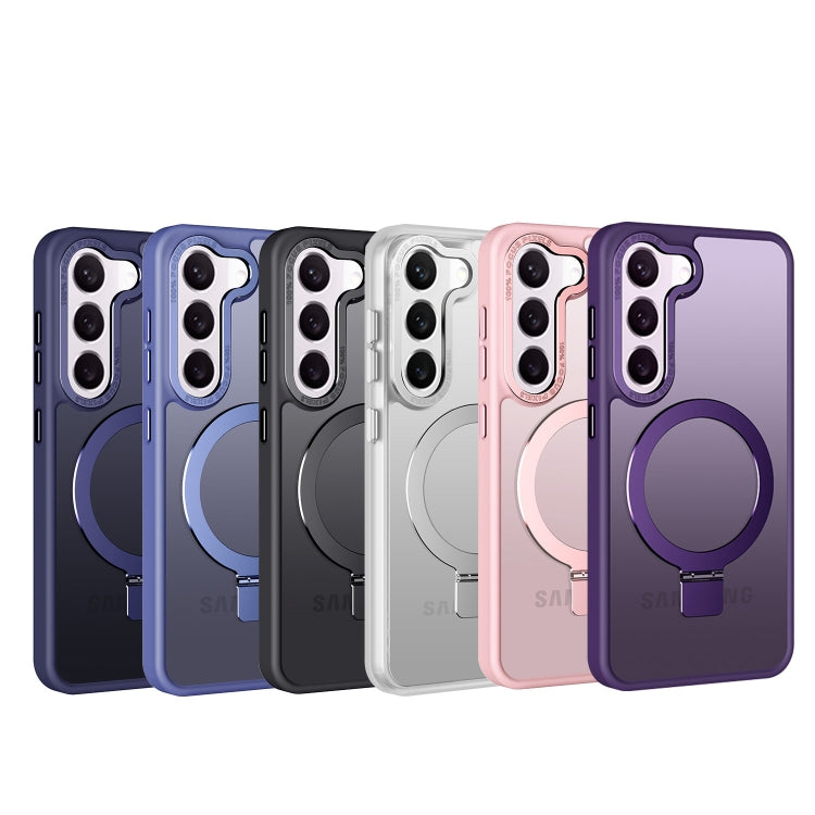 For Samsung Galaxy S23 5G Skin Feel MagSafe Magnetic Holder Phone Case(Black) - Galaxy S23 5G Cases by PMC TechLife | Online Shopping South Africa | PMC TechLife