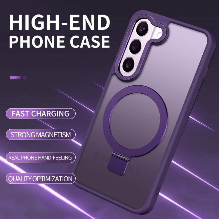 For Samsung Galaxy S23 5G Skin Feel MagSafe Magnetic Holder Phone Case(Black) - Galaxy S23 5G Cases by PMC TechLife | Online Shopping South Africa | PMC TechLife