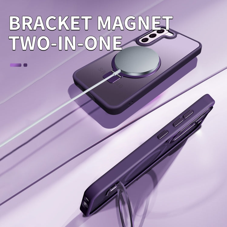 For Samsung Galaxy S23 5G Skin Feel MagSafe Magnetic Holder Phone Case(Black) - Galaxy S23 5G Cases by PMC TechLife | Online Shopping South Africa | PMC TechLife