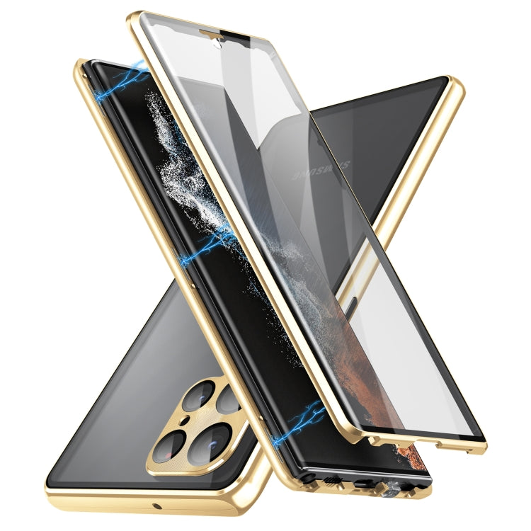 For Samsung Galaxy S23 Ultra 5G HD Full Cover Magnetic Metal Tempered Glass Phone Case(Gold) - free shipping - PMC TechLife - Order now!