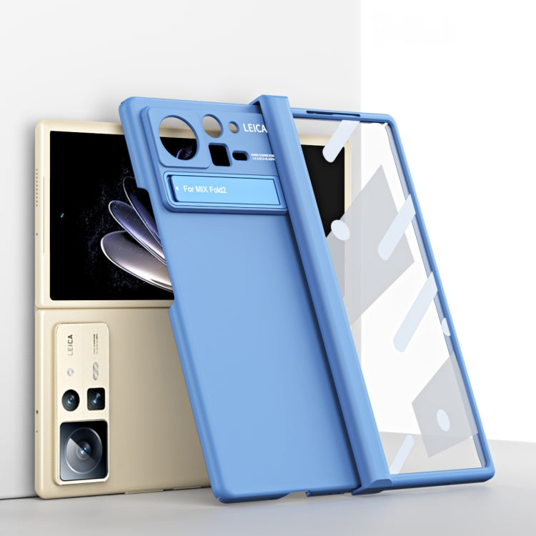 For Xiaomi Mix Fold 2 Macaron Hinge All-inclusive Folding Phone Case with Stand(Blue) - Xiaomi Cases by PMC TechLife | Online Shopping South Africa | PMC TechLife