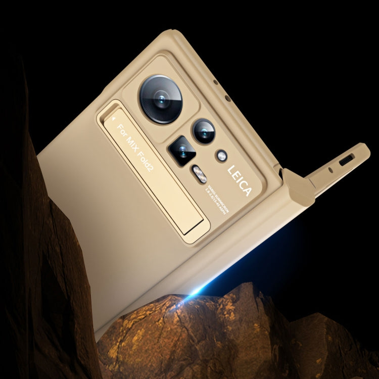 For Xiaomi Mix Fold 2 Macaron Hinge All-inclusive Folding Phone Case with Stand(Blue) - Xiaomi Cases by PMC TechLife | Online Shopping South Africa | PMC TechLife