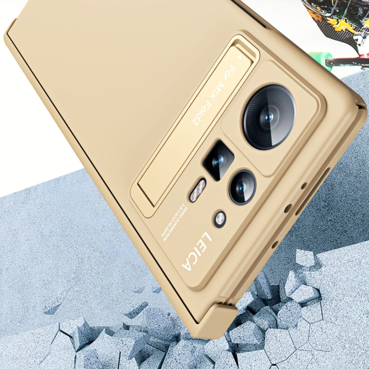 For Xiaomi Mix Fold 2 Macaron Hinge All-inclusive Folding Phone Case with Stand(Gold) - Xiaomi Cases by PMC TechLife | Online Shopping South Africa | PMC TechLife