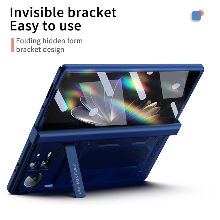 For Xiaomi Mix Fold 2 Hinge All-inclusive Magnetic Phone Case with Stand(Blue) - Xiaomi Cases by PMC TechLife | Online Shopping South Africa | PMC TechLife