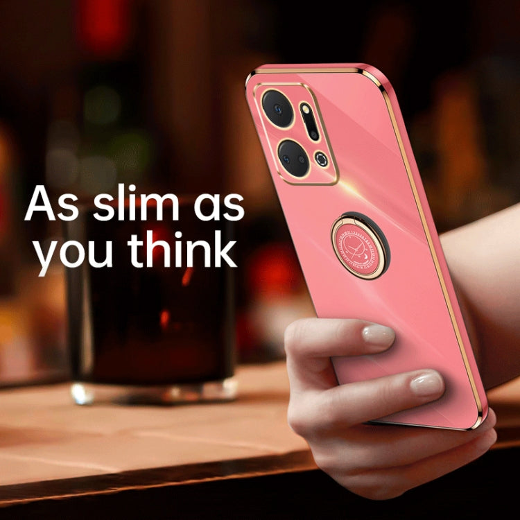 For Honor X7a 2023 XINLI Straight Edge 6D Electroplate TPU Phone Case with Ring Holder(Pink) - free shipping - PMC TechLife - Order now!