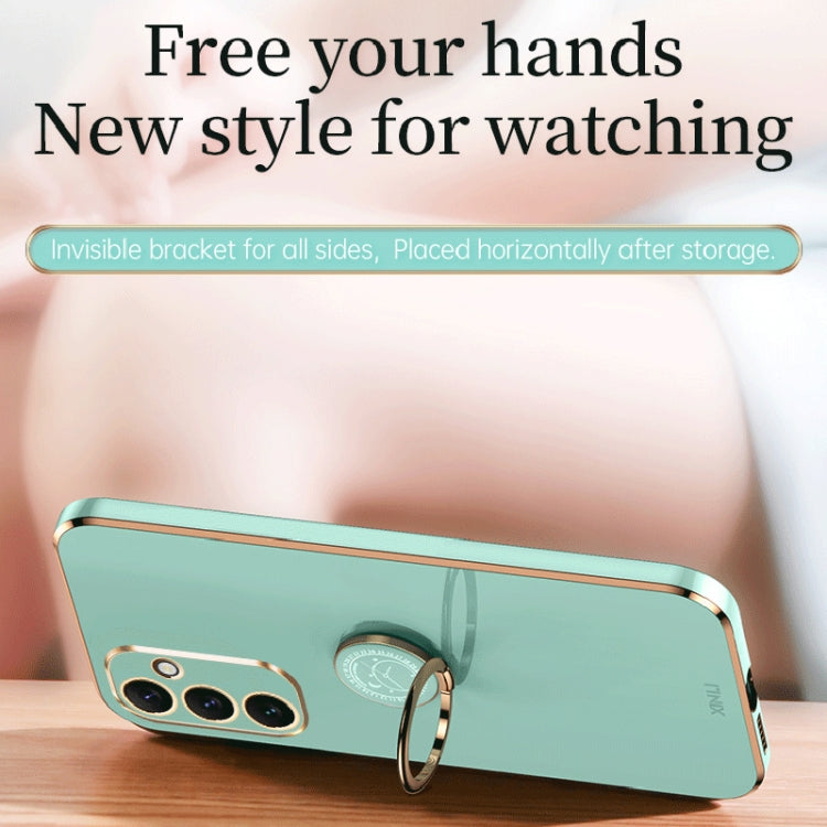 For Samsung Galaxy A34 5G XINLI Straight Edge 6D Electroplate TPU Phone Case with Ring Holder(Mint Green) - free shipping - PMC TechLife - Order now!