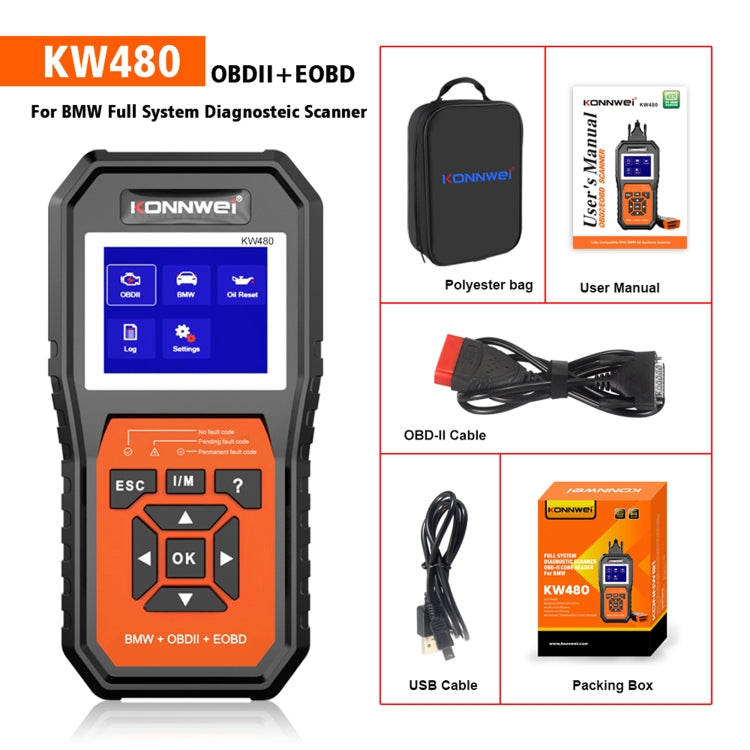 For BMW KONNWE KW480 2.8 inch Color Screen OBD2 Car Fault Detector - free shipping - PMC TechLife - Order now!