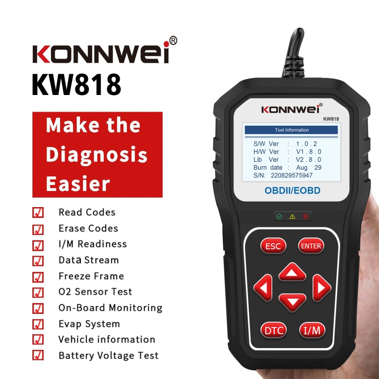KONNWE KW818 Car OBD2 Bluetooth Fault Detector Diagnostic Tools - free shipping - PMC TechLife - Order now!