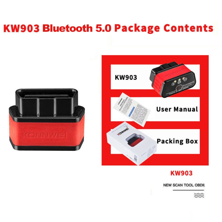 KONNWEI KW903 Bluetooth 5.0 OBD2 Car Fault Diagnostic Scan Tools Support IOS / Android(Black) - free shipping - PMC TechLife - Order now!