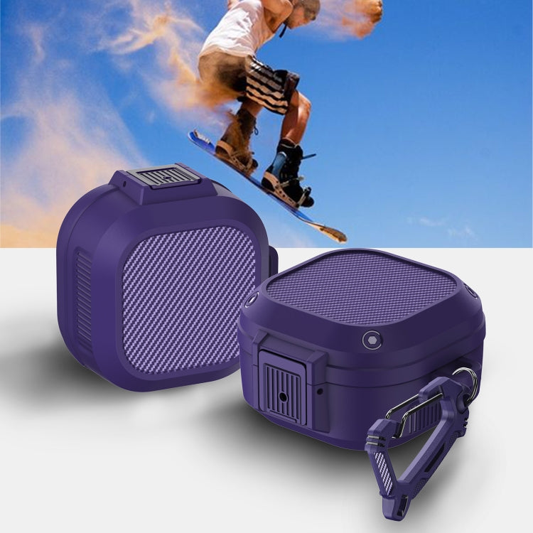 Wireless Earphones Silicone Case with Switch & Carabiner for Samsung Galaxy Buds Live / Buds2 / Buds Pro / Buds2 Pro(Purple) - Samsung Earphone Case by PMC TechLife | Online Shopping South Africa | PMC TechLife