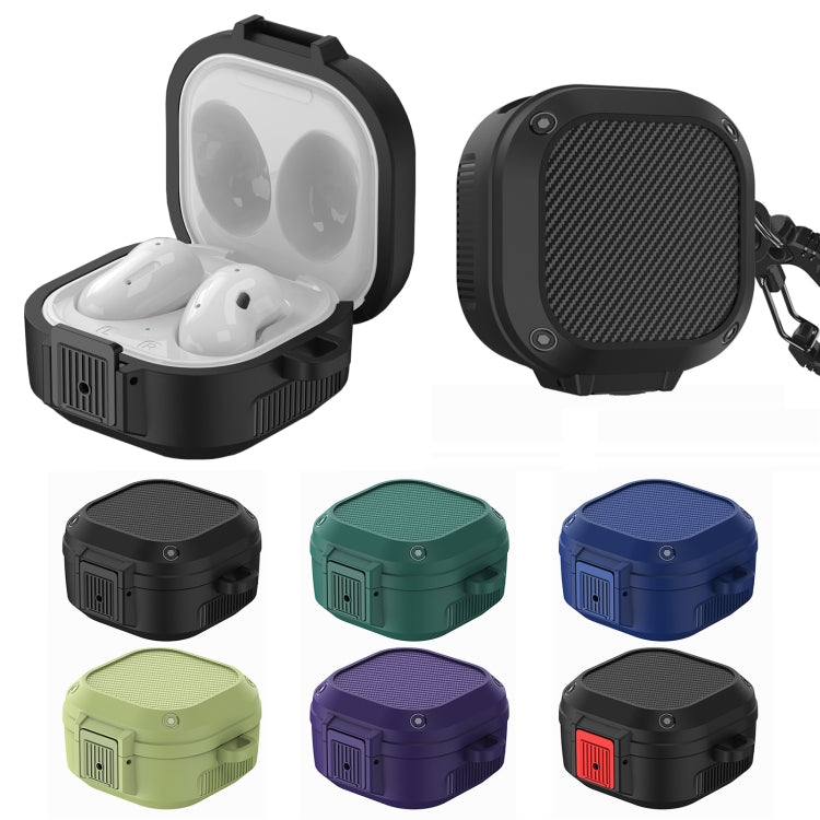 Wireless Earphones Silicone Case with Switch & Carabiner for Samsung Galaxy Buds Live / Buds2 / Buds Pro / Buds2 Pro(Dark Green) - Samsung Earphone Case by PMC TechLife | Online Shopping South Africa | PMC TechLife