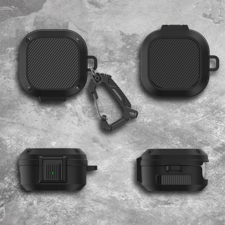 Wireless Earphones Silicone Case with Switch & Carabiner for Samsung Galaxy Buds Live / Buds2 / Buds Pro / Buds2 Pro(Dark Green) - Samsung Earphone Case by PMC TechLife | Online Shopping South Africa | PMC TechLife