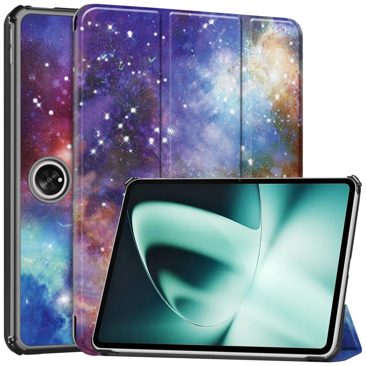 For OnePlus Pad Custer Painted 3-Fold Holder Smart Leather Tablet Case(Milky Way Nebula) - free shipping - PMC TechLife - Order now!